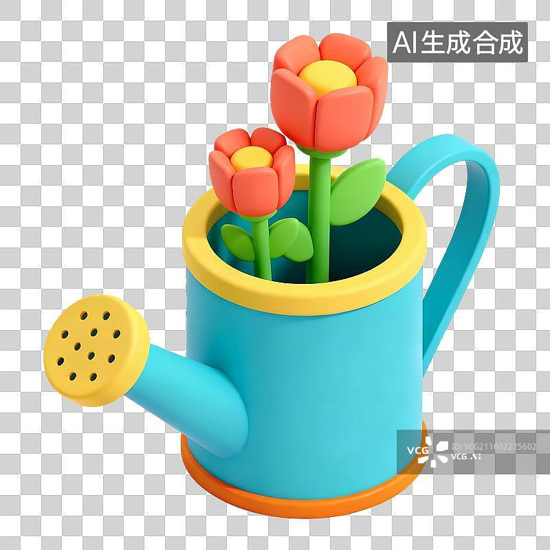 【AI数字艺术】浇花瓶插画图片素材
