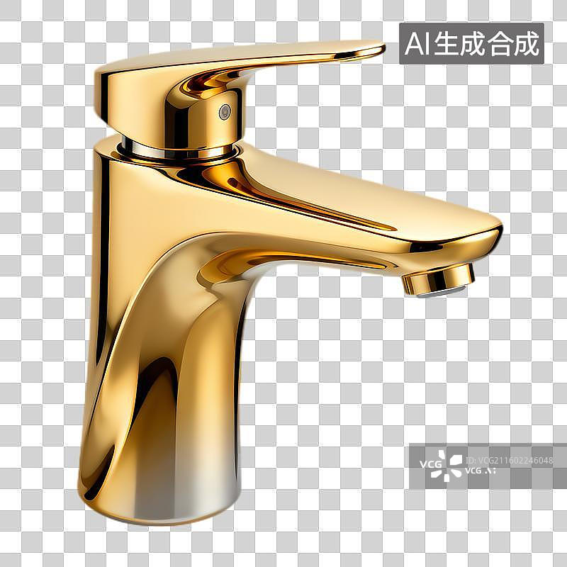 【AI数字艺术】金色现代风格浴室水龙头图片素材