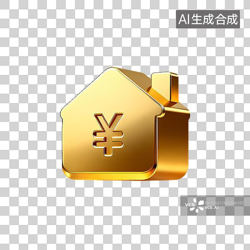 【AI数字艺术】金色房屋日元符号金融图标图片素材