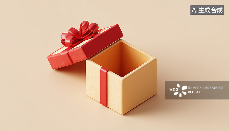 【AI数字艺术】红色礼盒打开展示图片素材