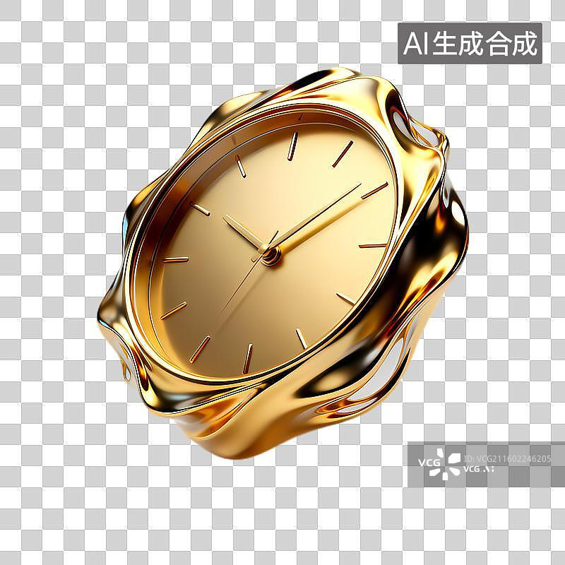 【AI数字艺术】金色不规则造型时尚手表图片素材