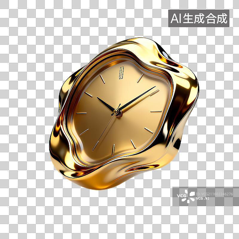 【AI数字艺术】金色不规则造型时尚时钟图片素材