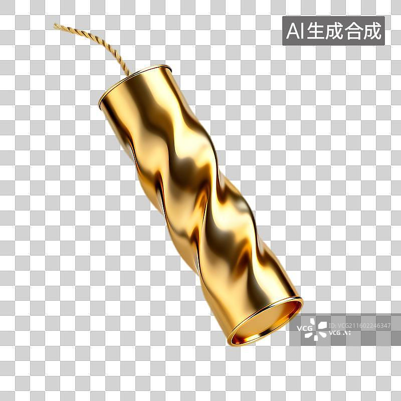 【AI数字艺术】金色螺旋状圆柱形物体图片素材