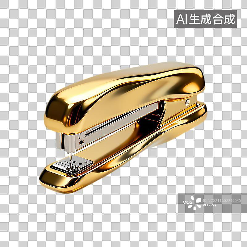 【AI数字艺术】金色闪亮办公订书机图片素材