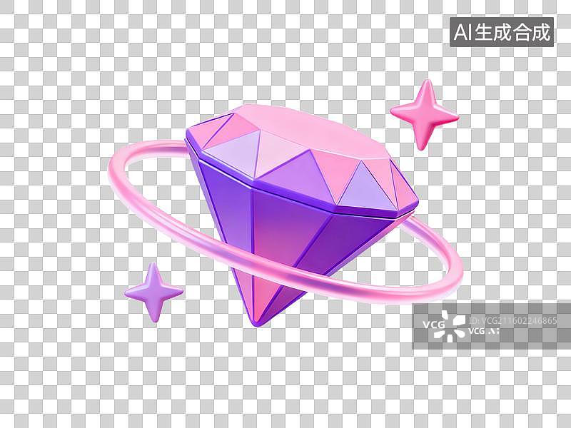 【AI数字艺术】3D卡通钻石元素图片素材