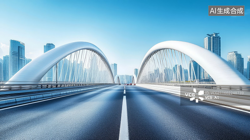 【AI数字艺术】现代城市建筑与道路汽车广告背景图片素材