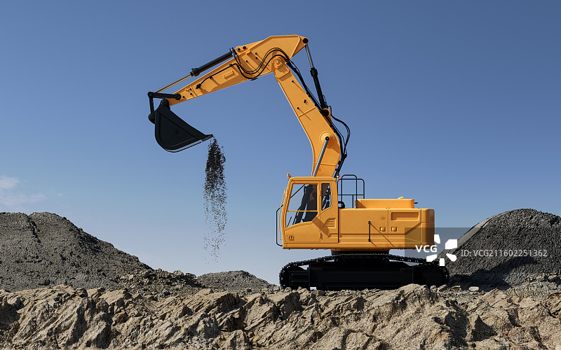 稀土产业链_挖掘机_碎石堆_挖掘作业图片素材