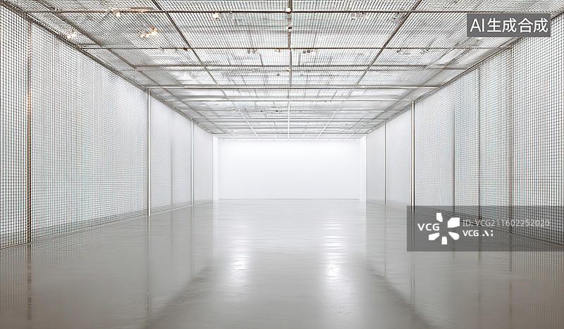 【AI数字艺术】空旷的现代化室内走廊图片素材