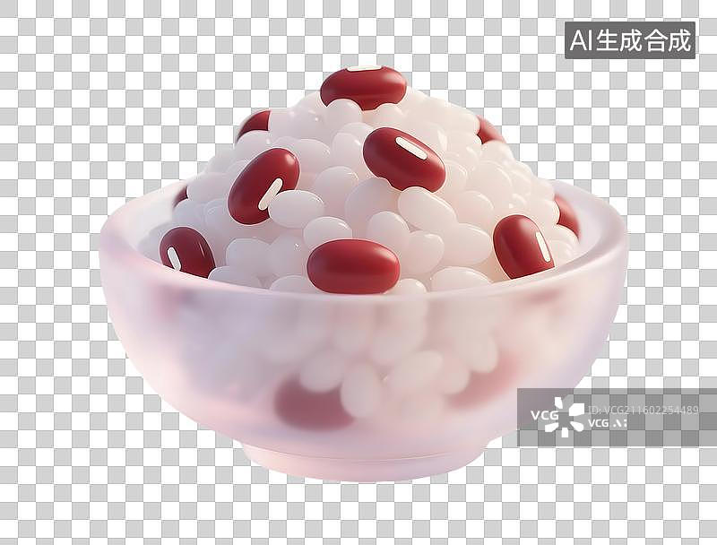 【AI数字艺术】AIGC:3D赤豆糯米饭，立冬，轻拟物风格，设计元素，免扣图形图片素材