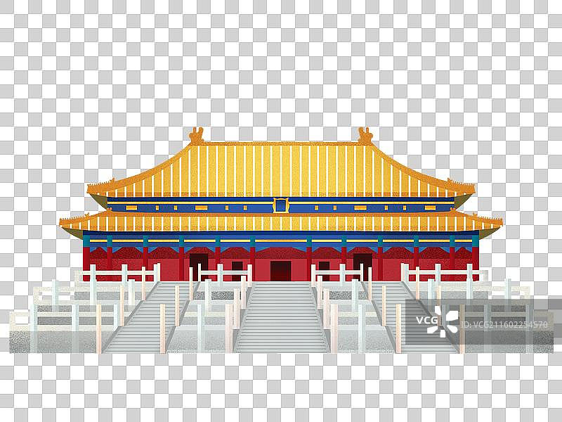 北京城市中轴线故宫历史古建筑元素插画图片素材