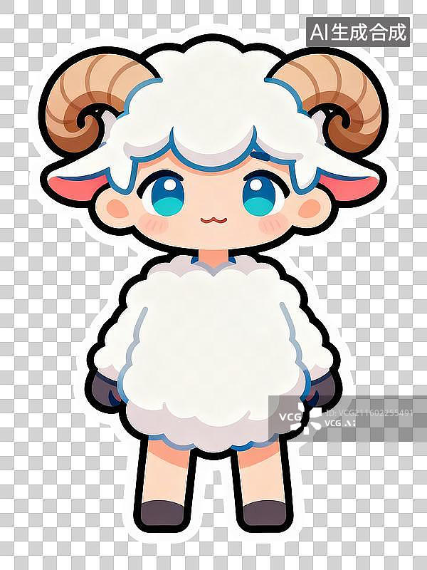 【AI数字艺术】2D卡通贴纸风白羊座拟人化插画图片素材