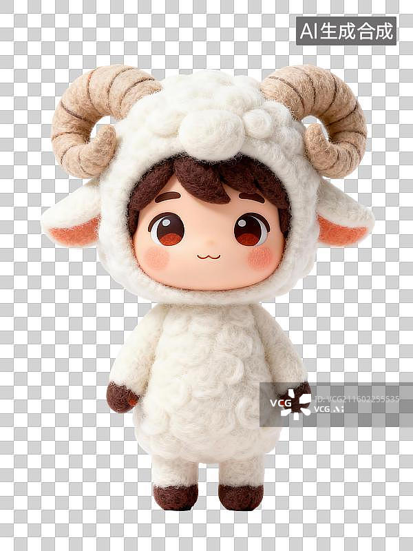 【AI数字艺术】3D毛毡风拟人化星座白羊座图片素材