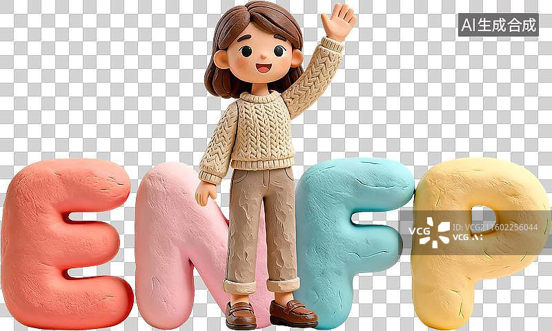 【AI数字艺术】mbti理论职业心理性格测试外交家NF型人格ENFP竞选者外向直觉情感知觉3D手工超轻黏土橡皮泥风格图片素材