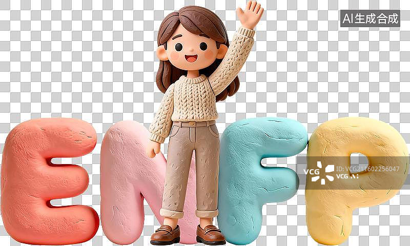 【AI数字艺术】mbti理论职业心理性格测试外交家NF型人格ENFP竞选者外向直觉情感知觉3D手工超轻黏土橡皮泥风格图片素材