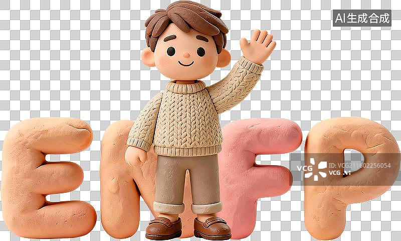 【AI数字艺术】mbti理论职业心理性格测试外交家NF型人格ENFP竞选者外向直觉情感知觉3D手工超轻黏土橡皮泥风格图片素材