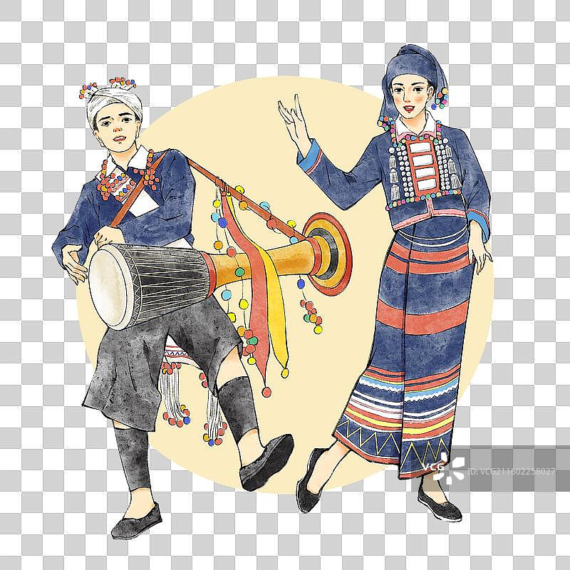 56民族，云南少数民族德昂族。图片素材