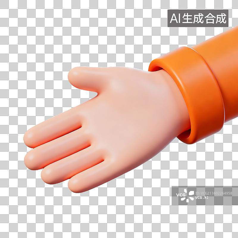 【AI数字艺术】一只橙色袖套的手的特写图片素材