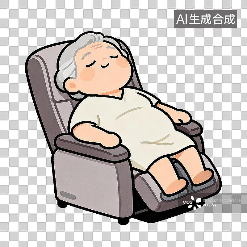 【AI数字艺术】老年女性舒适地享受按摩椅图片素材