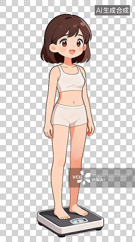 【AI数字艺术】女性站在体重秤上监测体重图片素材