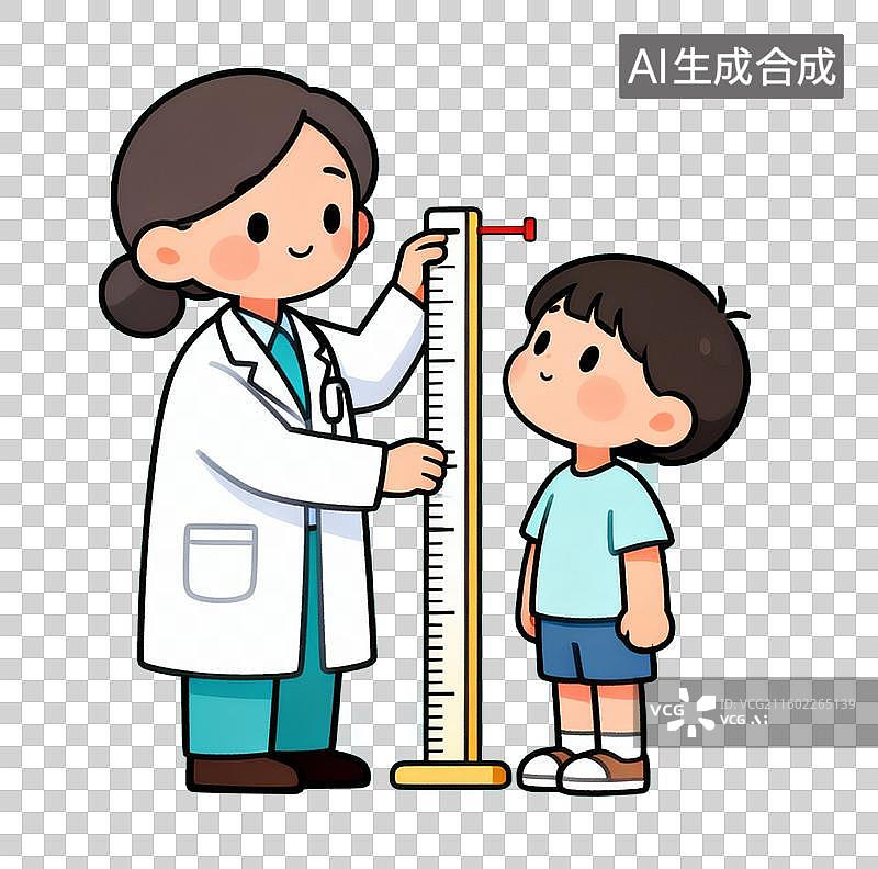 【AI数字艺术】医生为儿童测量身高检查图片素材