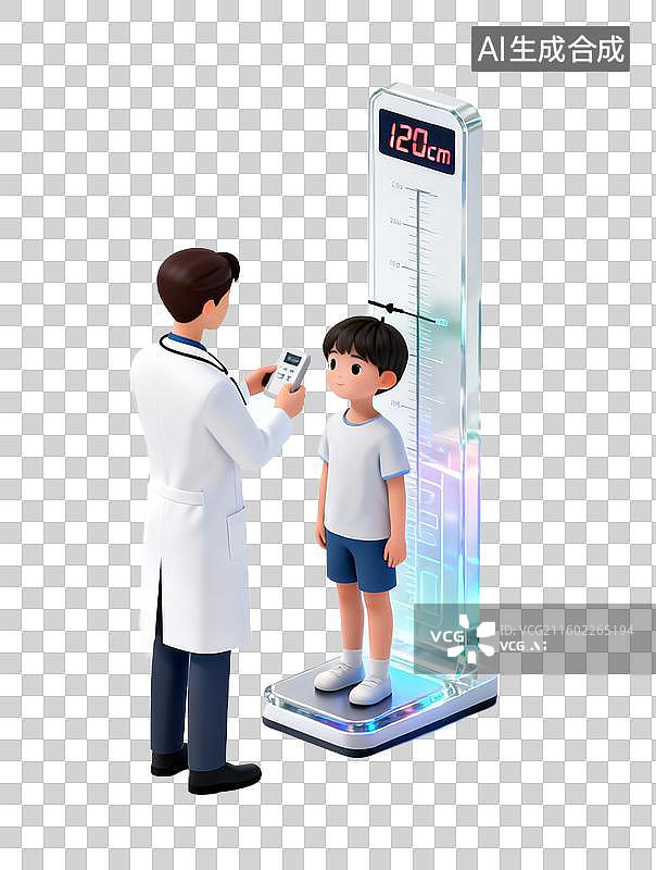 【AI数字艺术】医生为儿童测量身高图片素材
