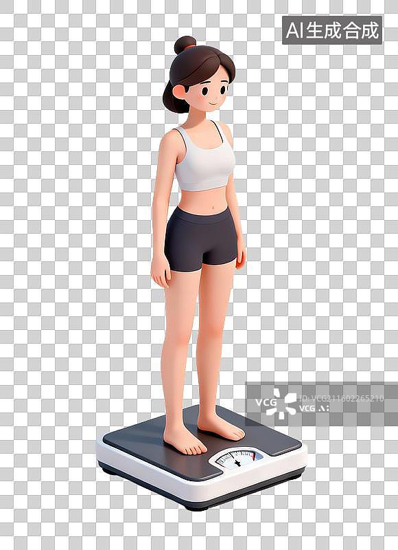 【AI数字艺术】女性站在体重秤上图片素材