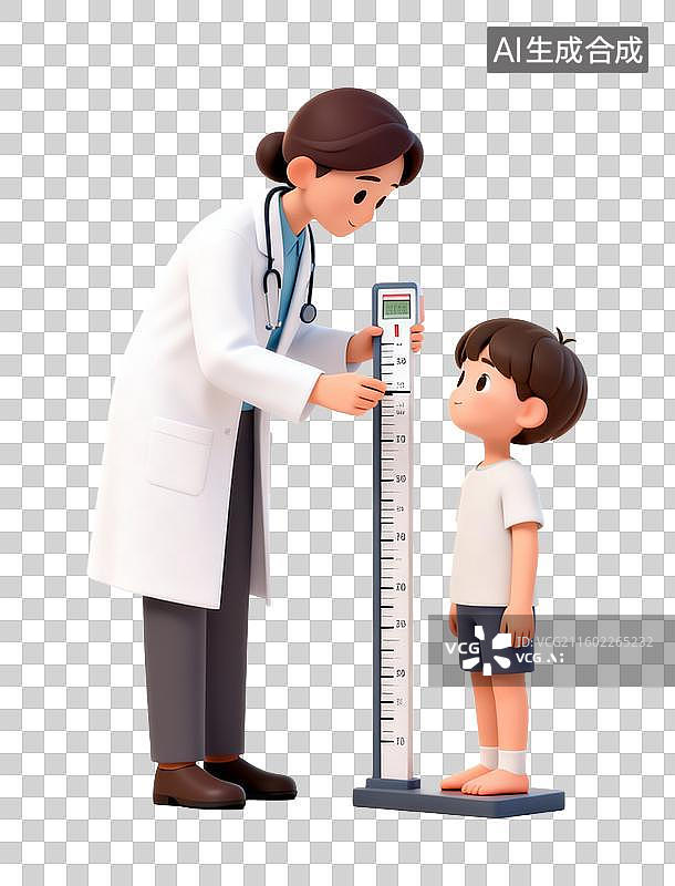 【AI数字艺术】医生给儿童测量身高图片素材