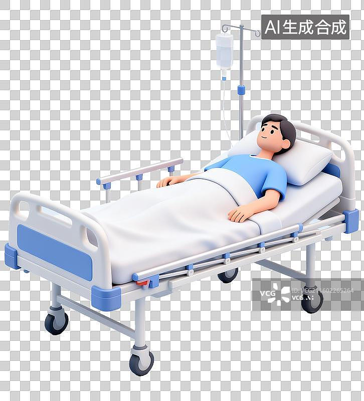 【AI数字艺术】医院病床上躺着的病人图片素材
