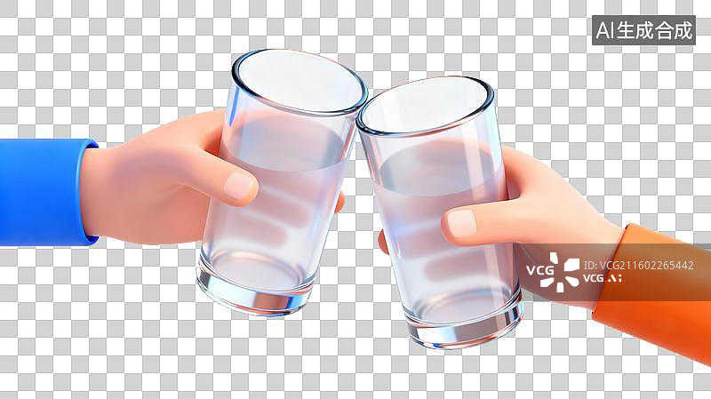 【AI数字艺术】两只手碰杯清澈的水图片素材