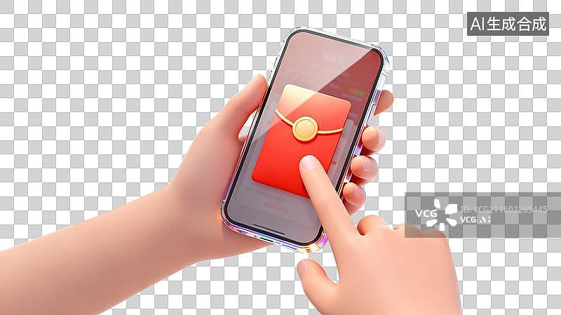 【AI数字艺术】手机显示抢红包界面图片素材