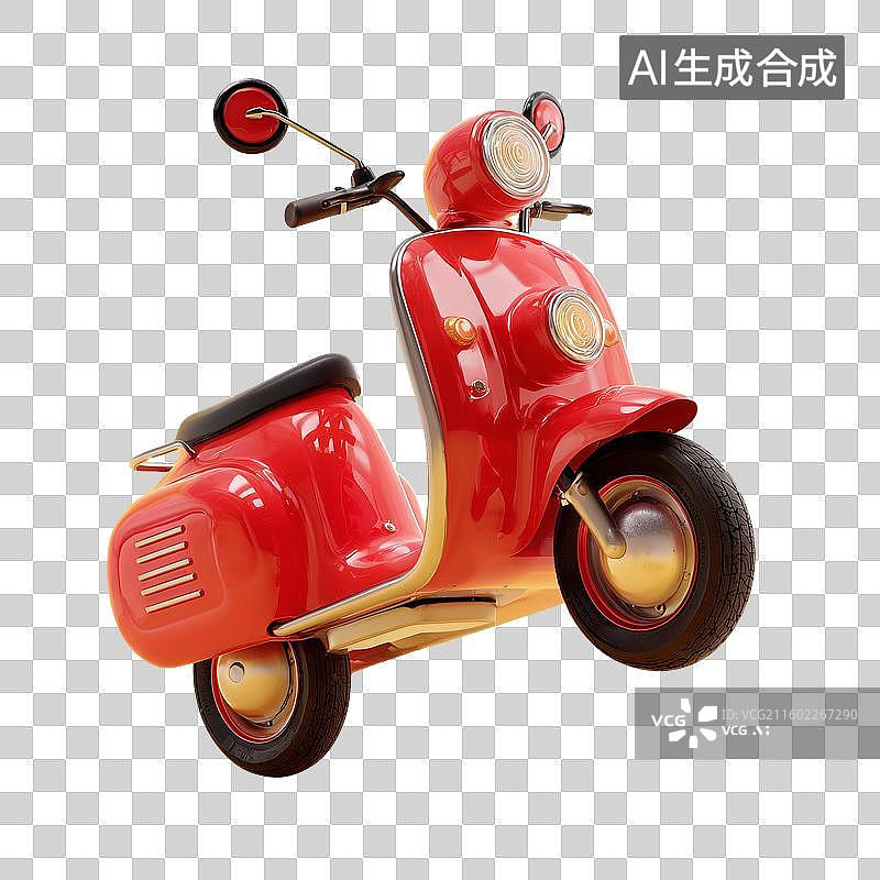 【AI数字艺术】卡通摩托车3D图标图片素材