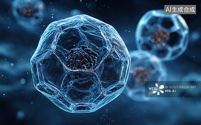 【AI数字艺术】病毒分子结构三维渲染图片素材