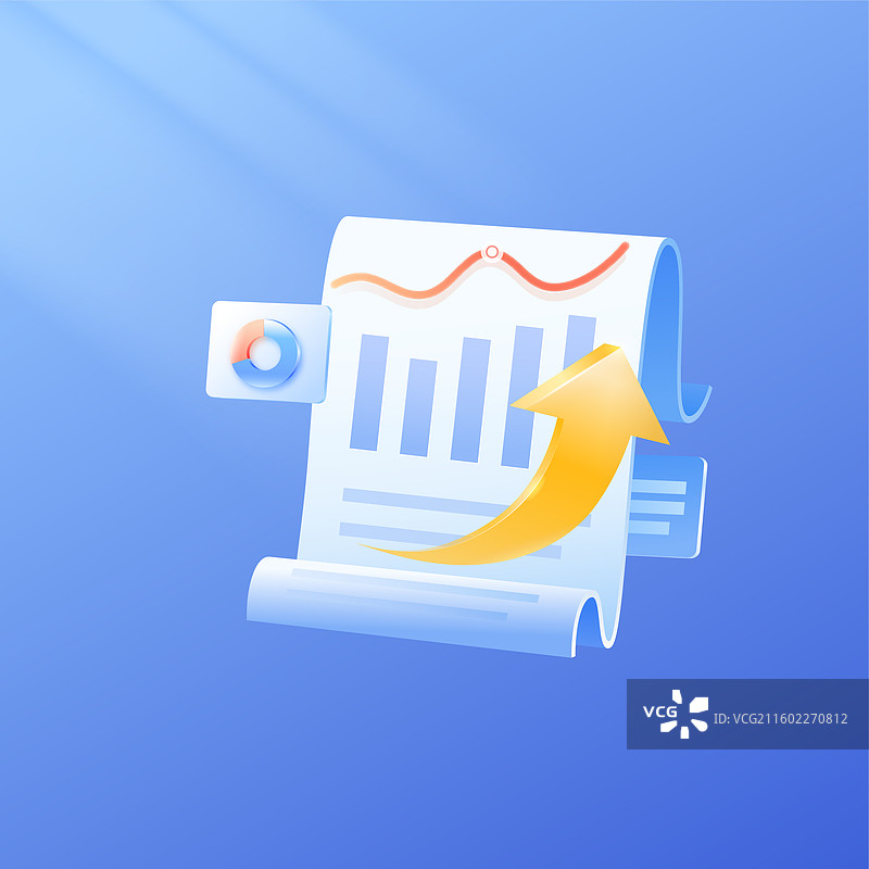 理财收益报告 业绩报告 季度报告插画图片素材