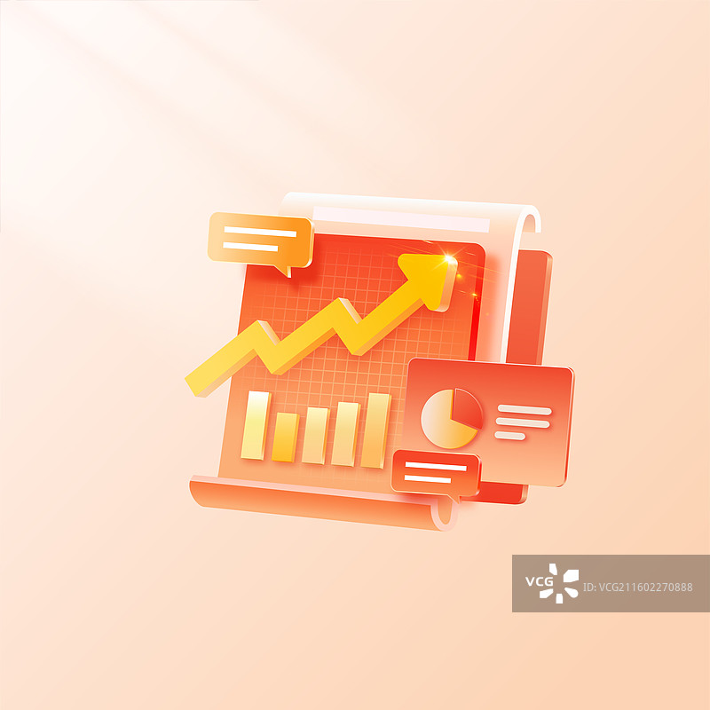 理财收益报告 业绩报告 季度报告插画图片素材