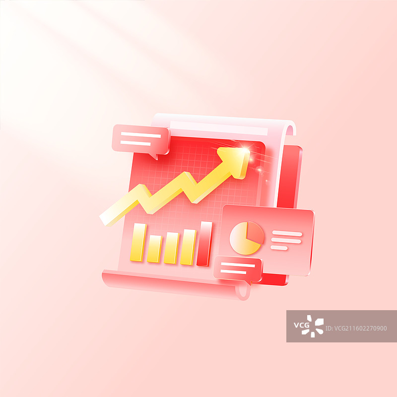 理财收益报告 业绩报告 季度报告插画图片素材