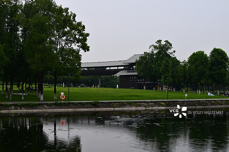 成都北湖生态公园，湖景图片素材