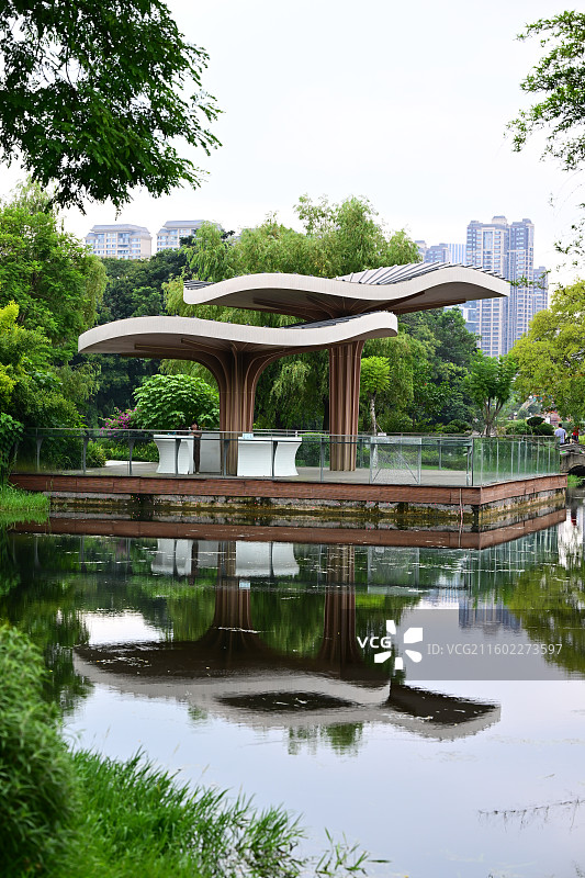 成都北湖生态公园，湖景图片素材