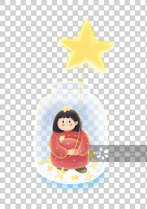 拿着星星女孩图片素材