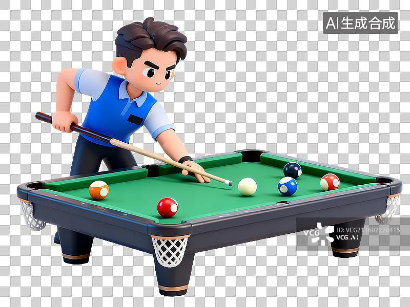 【AI数字艺术】打台球男孩男性3D卡通立体体育拟物元素图片素材