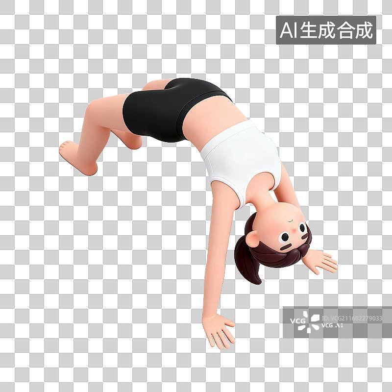 【AI数字艺术】3D体育运动项目女子瑜伽轮式拱桥式元素图片素材