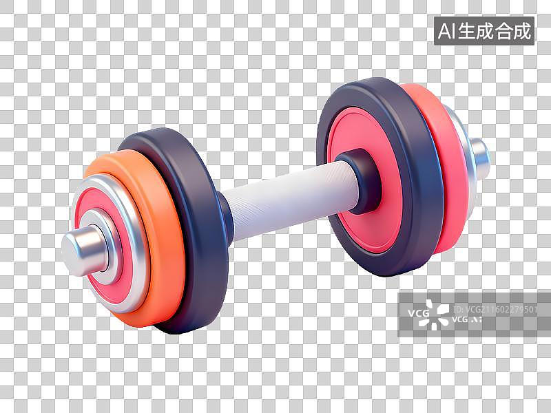 【AI数字艺术】一个哑铃3D卡通立体体育拟物元素图片素材