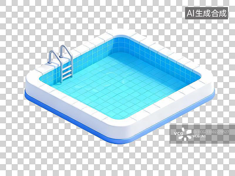 【AI数字艺术】一个游泳池3D卡通立体体育拟物元素图片素材