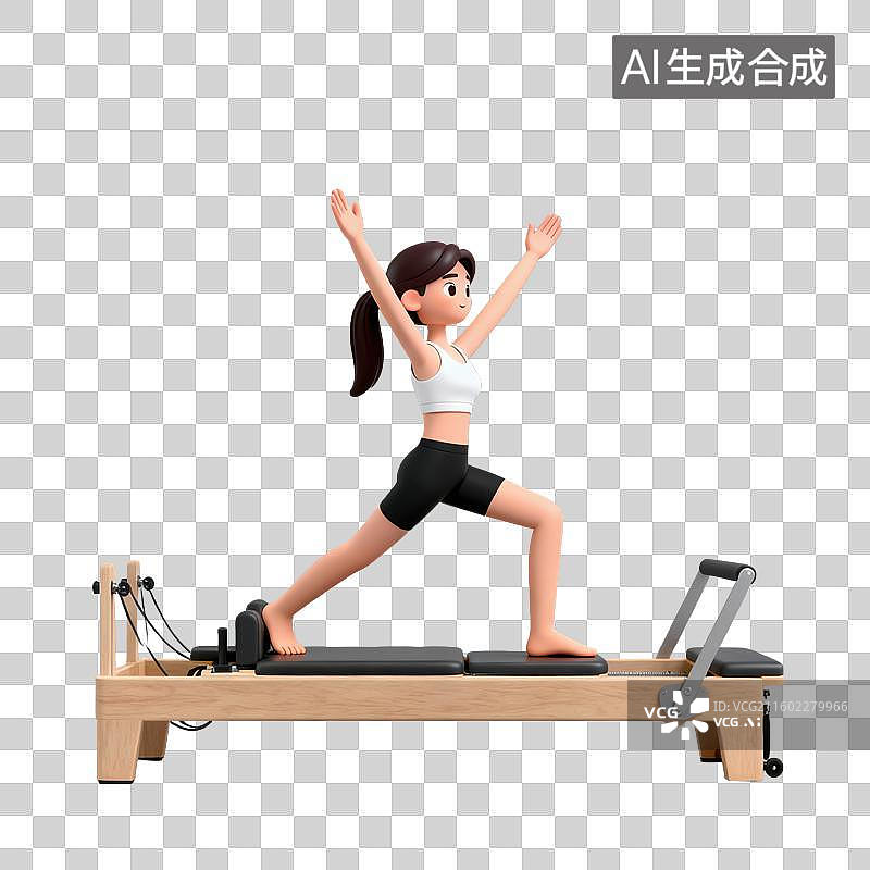 【AI数字艺术】3D体育运动项目女子普拉提核心床元素图片素材