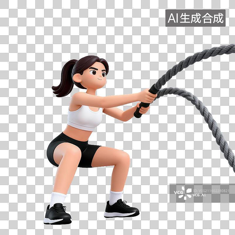 【AI数字艺术】3D体育运动项目女子战绳元素图片素材