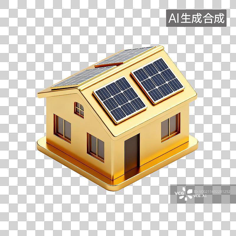 【AI数字艺术】金色立体房屋图标图片素材