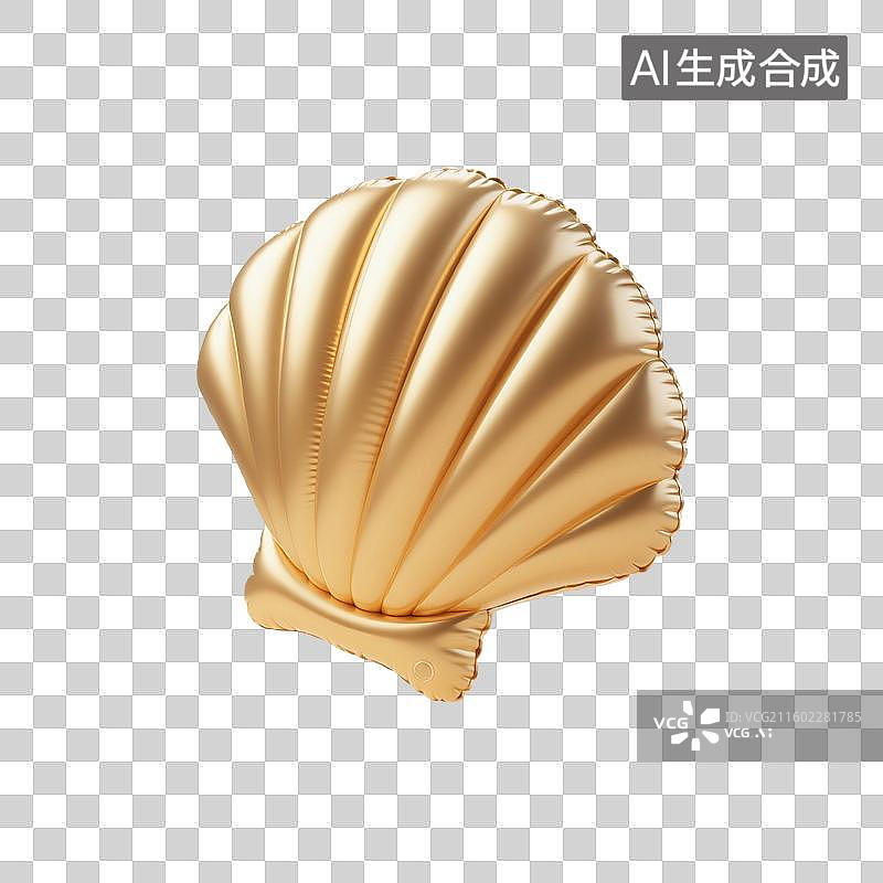 【AI数字艺术】3D渲染，充气膨胀风格，可爱的卡通珍珠贝壳，扇贝，海洋生命免抠元素图片素材