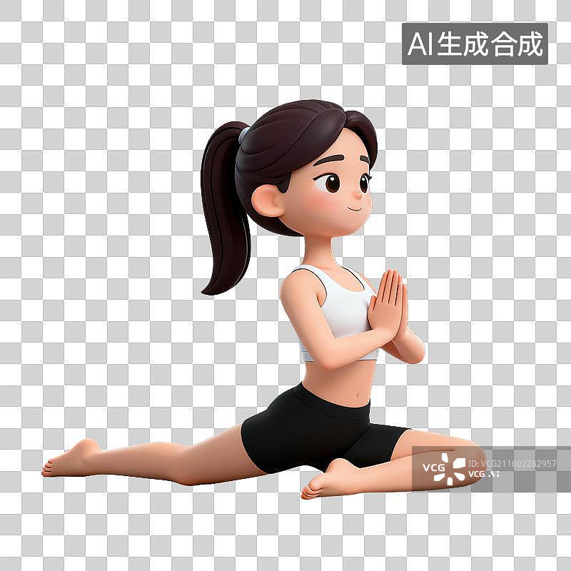 【AI数字艺术】3D体育运动项目女子瑜伽鸽式元素图片素材
