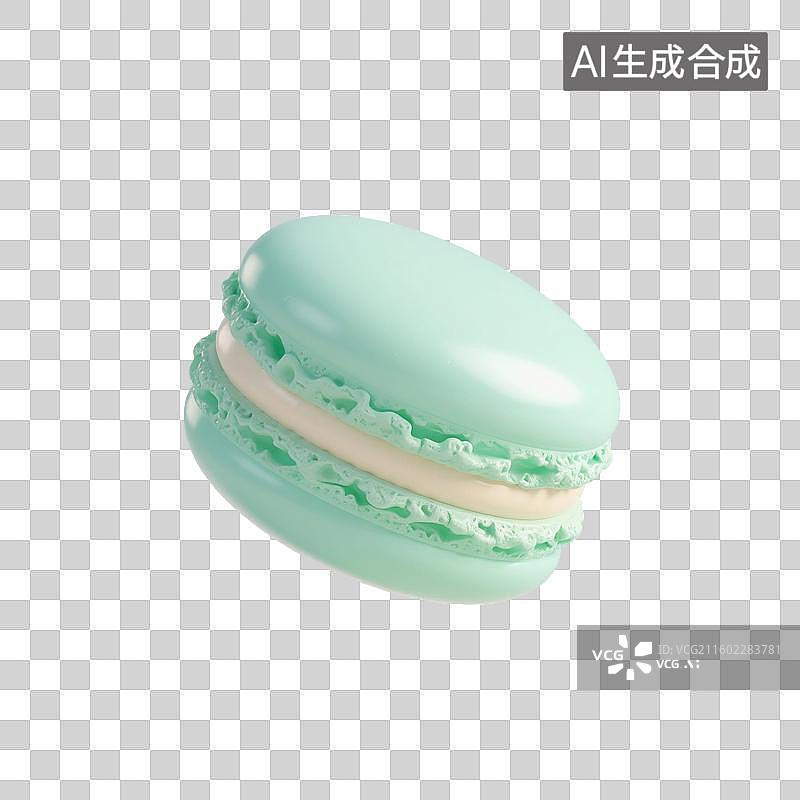 【AI数字艺术】3D渲染，膨胀充气风格，马卡龙，卡通甜食，下午茶，免抠元素图片素材