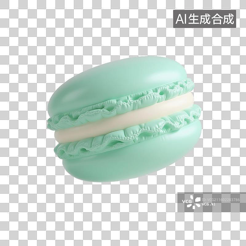 【AI数字艺术】3D渲染，膨胀充气风格，马卡龙，卡通甜食，下午茶，免抠元素图片素材