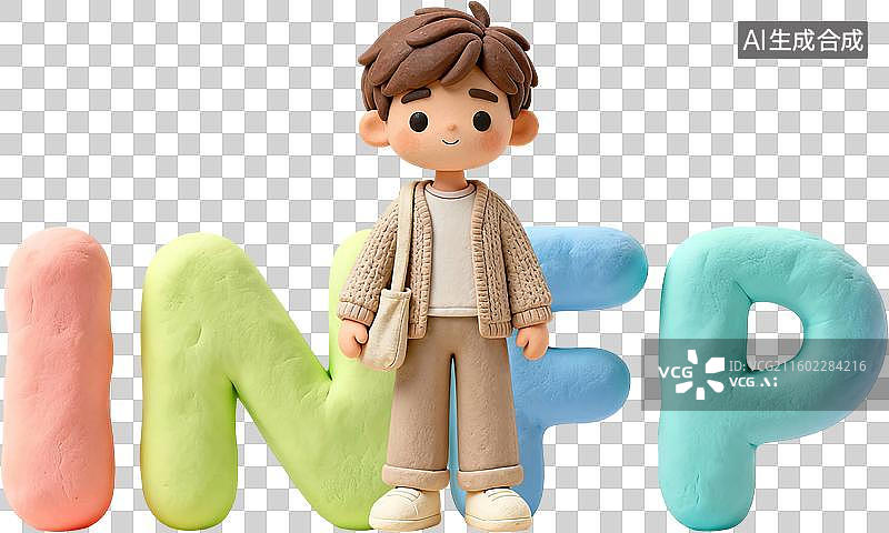 【AI数字艺术】mbti理论职业心理性格测试外交家NF型人格INFP调停者类型内向直觉情感知觉3D手工超轻黏土橡皮泥图片素材